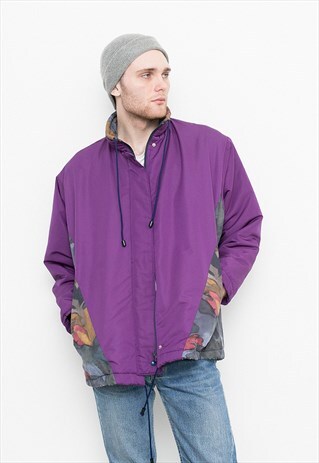 VINTAGE JACKET NYLON PURPLE WINDBREAKER ZIP UP