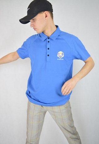 VINTAGE BLUE SPORTS RAVE POLO SHIRT