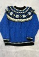 VINTAGE KNITTED JUMPER ABSTRACT PATTERNED CHUNKY KNIT