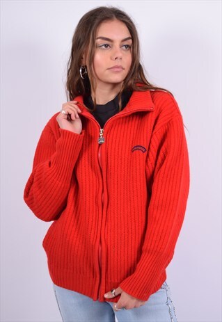 VINTAGE PAUL & SHARK CARDIGAN SWEATER RED