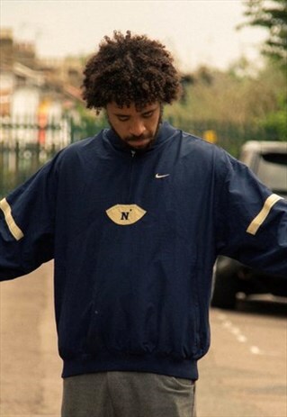 VINTAGE NIKE QUARTER ZIP JACKET IN NAVY AND BEIGE