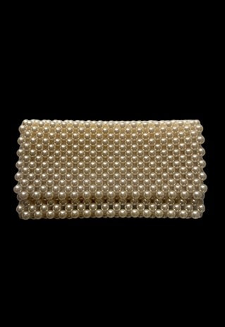 60's Vintage Beaded Champagne Pearl Evening Mini Bag