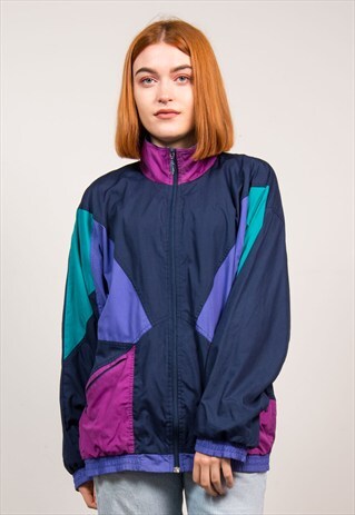 90'S VINTAGE NAVY SHELL TRACKSUIT TOP