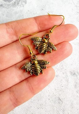 Golden Bumble Bee Earrings