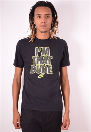 NIKE MENS VINTAGE T-SHIRT TOP MEDIUM BLACK 90S
