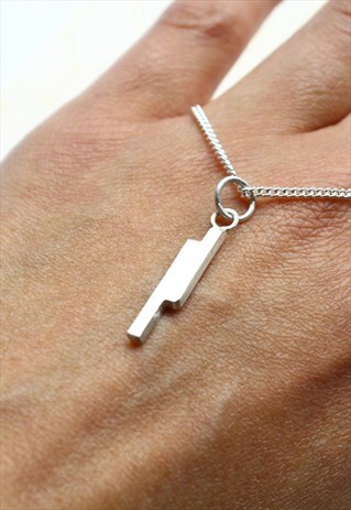 LIGHTNING ROD NECKLACE, STERLING SILVER BARS