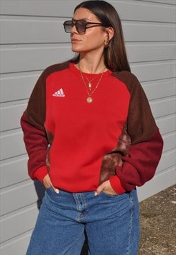 Y2K vintage reworked adidas brown tie dye burgundy jumper