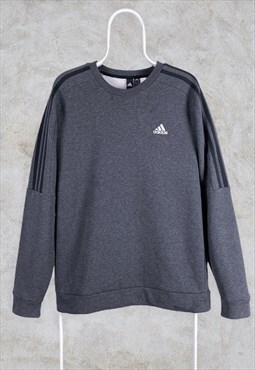 Vintage Adidas Grey Sweatshirt Striped Medium