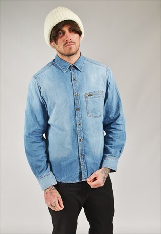 VINTAGE LEE DENIM SHIRT FADED MID BLUE