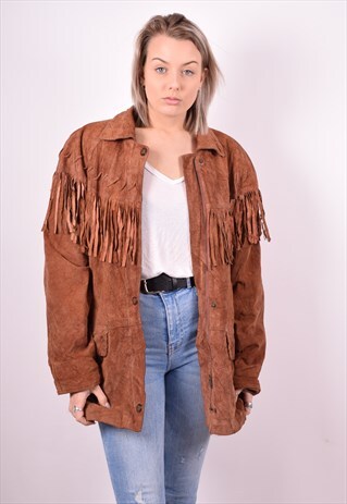 WOMENS VINTAGE SUEDE JACKET XL BROWN 90'S