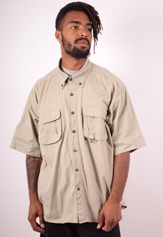MENS VINTAGE SHIRT XXL KHAKI 90S