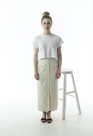 CREAM MAXI SKIRT / BEIGE BUTTON UP SKIRT