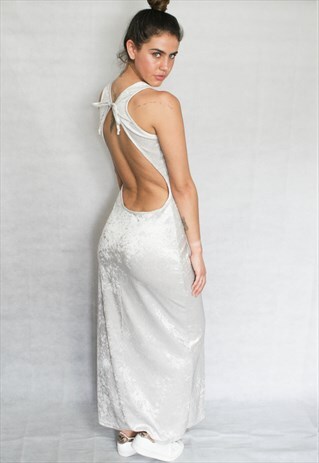 VINTAGE 1990S BACKLESS WHITE MAXI DRESS