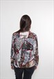 90S LEOPARD PRINT BLOUSE, VINTAGE PRINTED COCKTAIL SECRETARY