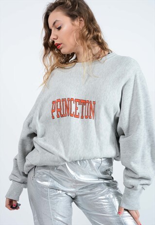 VINTAGE USA COLLEGE PRINCETON SWEATSHIRT IN GREY WITH PRINT