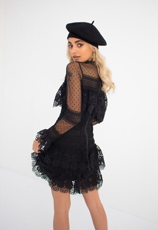 BLACK BARCELONA LACE DRESS