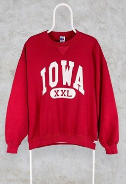 Vintage Red Russell Athletic Sweatshirt Iowa XL
