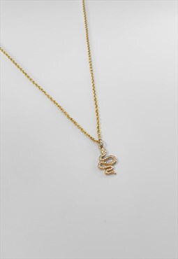 54 Floral Serpent Dragon Pendant Necklace Chain - Gold
