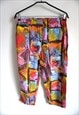 Vintage Capri Pants, Midi, Colorful, High waist