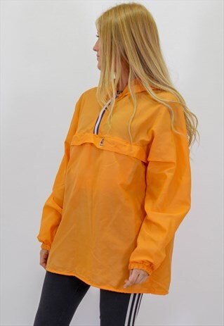 VINTAGE KWAY 1/4 ZIP JACKET IN ORANGE MEDIUM