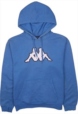 Vintage 90's Kappa Hoodie Spellout Pullover Blue Large