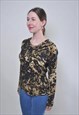 Y2K ABSTRACT BLOUSE, COWL  PULLOVER BLOUSE MEDIUM SIZE 