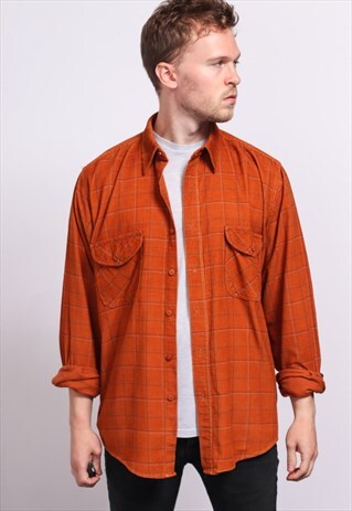 VINTAGE CORDUROY CORD SHIRT ORANGE