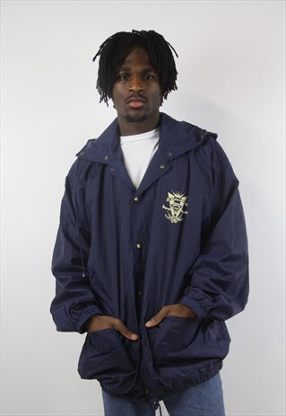 VINTAGE SHELL NAVY PRINTED SPORTS JACKET