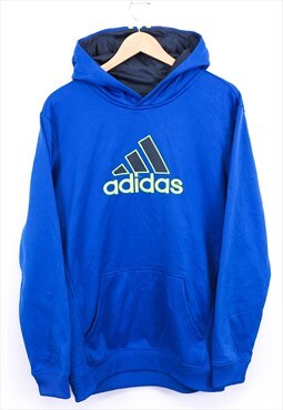 Vintage Adidas Hoodie Blue With Chest Logo Pullover Retro 