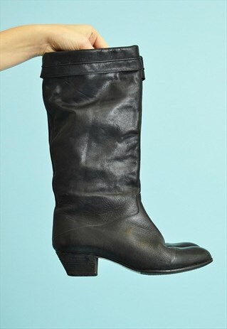 VINTAGE 80'S RETRO MOD STYLE REAL LEATHER BOOTS
