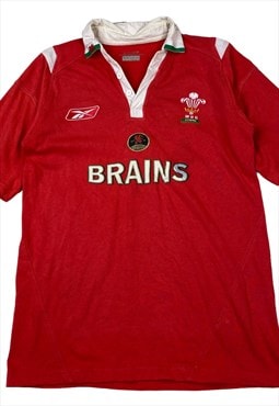 Red reebok logo embroilery welsh rugby polo shirt