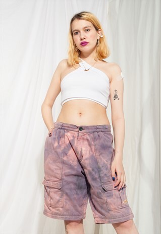 VINTAGE FILA DENIM SHORTS 90S REWORKED TIE-DYE CARGO JEANS