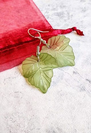 FROSTED ACRYLIC LEAF EARRINGS