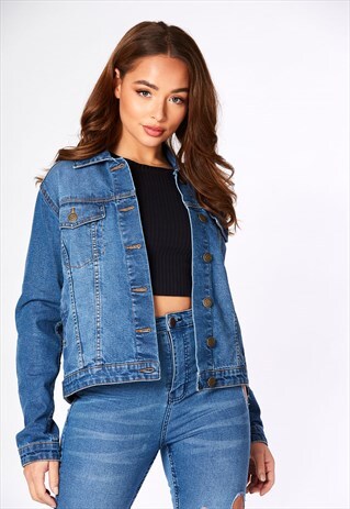 WESTERN DENIM JACKET IN MID BLUE WASH