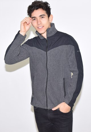 VINTAGE BLACK GREY COLUMBIA 90S ZIP UP FLEECE