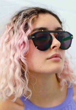 OVERSIZED BLACK AVIATOR SUNGLASSES