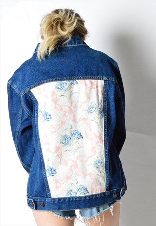 REWORKED KALEIDOO PASTEL FLOWER FESTIVAL DENIM JACKET