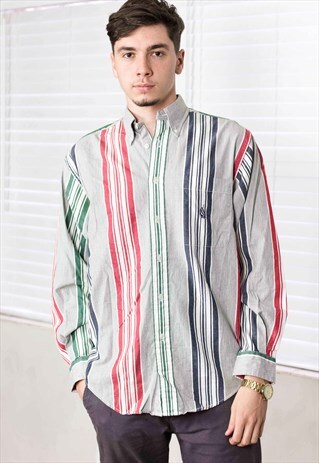 VINTAGE NAUTICA REGATTA STRIPPED SHIRT LOGO 90S S 10.0