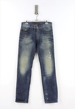 Galliano Regular Fit Low Waist Jeans in Dark Denim - 44