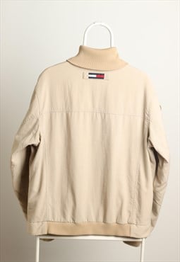 Vintage Tommy Hilfiger Windbreaker Logo Jacket Beige Size M