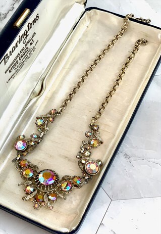 50S RHINESTONE NECKLACE STATEMENT VINTAGE JEWELLERY