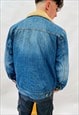 VINTAGE SIZE L DENIM SHEARLING JACKET IN BLUE