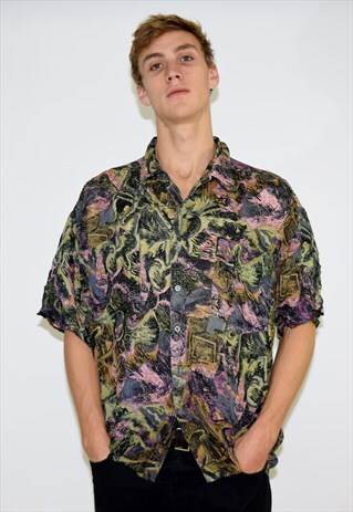 VINTAGE MULTI COLOUR 90S PATTERN SILK SHIRT