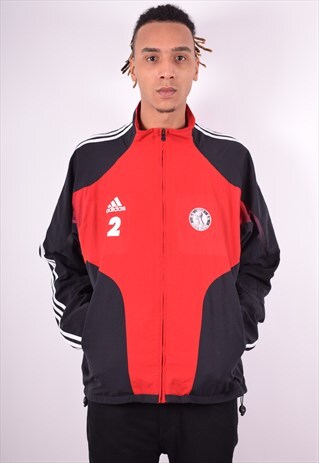 ADIDAS MENS VINTAGE TRACKSUIT TOP JACKET XL RED 90'S