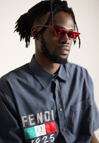 RED SUMMER 90S Y2K SLIM CAT EYE SUNGLASSES SHADES