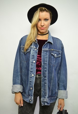 VINTAGE 90S DIESEL BLUE WASH DENIM JACKET GRUNGE ROCKER
