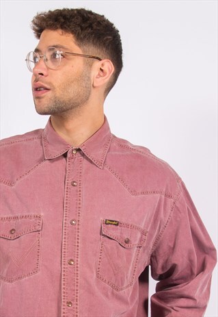 WRANGLER RED DENIM SHIRT SNAP FASTEN