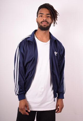ADIDAS MENS VINTAGE TRACKSUIT TOP JACKET MEDIUM NAVY 90S