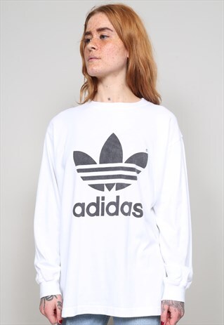 VINTAGE 90'S ADIDAS WHITE LIGHTWEIGHT SWEATSHIRT