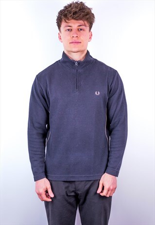 VINTAGE FRED PERRY 1/4 ZIP SWEATSHIRT IN BLACK